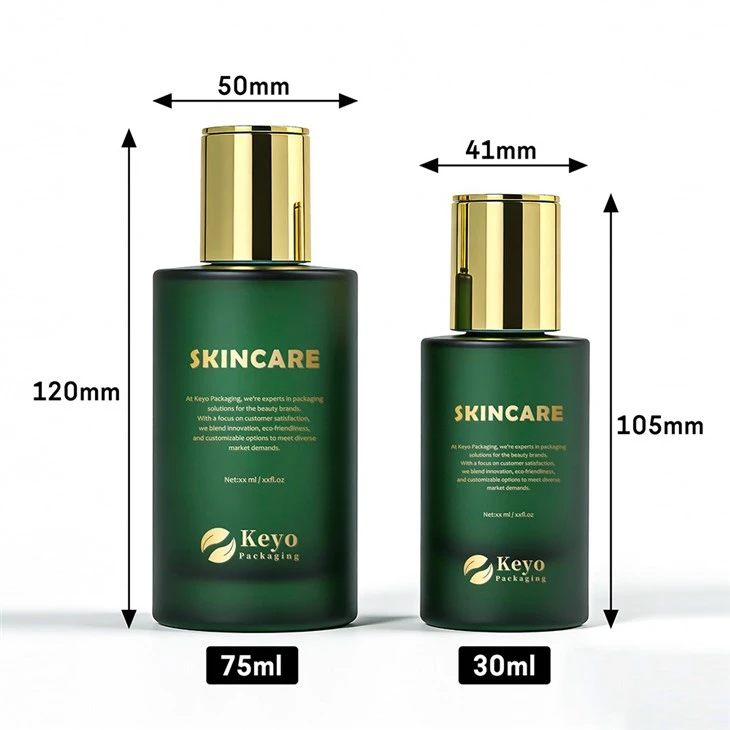 30ml 75ml Frosted Green Glass Bottles With Twist Up Dropper For Hair Essential Serum Oil factory